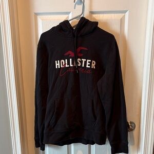 Hollister Black Hoodie with Red and White Accents